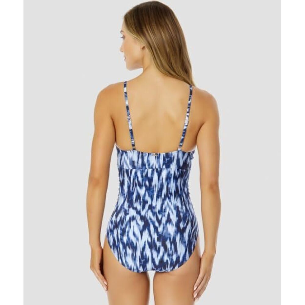 Anne Cole Ikat Tie Dye  Drape Front One Piece Swimsuit 12 - Picture 2 of 2